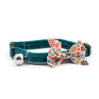 Vintage Bow Safety Cat Collar Teal