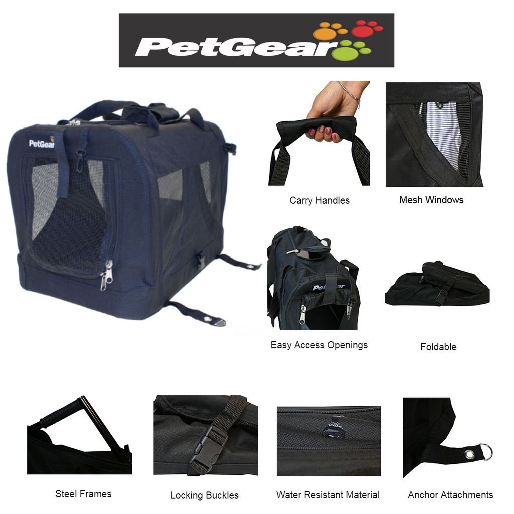 Petgear Canvas Collapsible Foldaway Carrier For Dogs Cats Three Sizes
