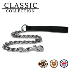 Ancol Extra Heavy Chain Lead Black Leather 130`/75cm