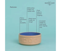 Mason Cash Cane & Blue Lettered Dog Bowl 6`