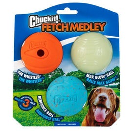 Chuckit Fetch Medley Assorted Medium (3Pk) 6.5cm