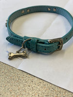 Ancol Leather Collar Blue Crocodile 25-34cm x 10mm