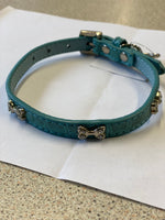 Ancol Leather Collar Blue Crocodile 25-34cm x 10mm