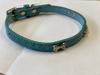 Ancol Leather Collar Blue Crocodile 25-34cm x 10mm