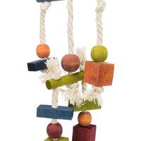 Trixie Colourful Wooden Rope Leather Bird Toy Budgie Cockatiel 24cm