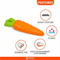 Fofos Veggie Bites Squeaky Dog Toy Carrot