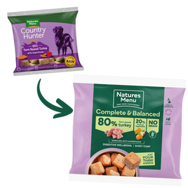 Natures Menu Frozen Country Hunter Farm Reared Turkey Dog Nuggets 1kg