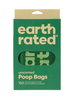 Earth Rated 120-Count Biodegradable Dog Poo Bags, Unscented With Easy-tie Handles (not On Rolls)