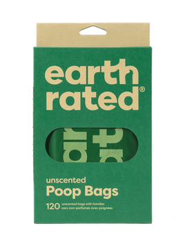 Earth Rated 120-Count Biodegradable Dog Poo Bags, Unscented With Easy-tie Handles (not On Rolls)