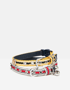 Joules Coastal, Red and Mustard Cat Collar Twin Pack, Safety Buckle