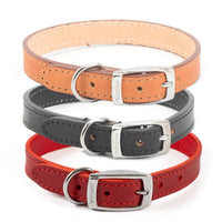 Ancol Classic Genuine Leather Sewn Dog Collar Black Red Tan