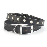 Ancol Bridle Leather Sewn Studded Collar Black / Tan / Red