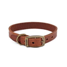 Ancol Heritage Latigo Leather Padded Collar Chestnut