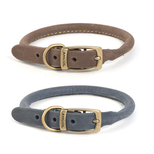 Ancol Timberwolf Rolled Leather Collar Blue & Sable