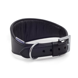 Ancol Greyhound Whippet Hound Genuine Leather Padded Collar Black