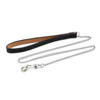 Ancol Chain Leads Leather Handle Red, Tan, Black