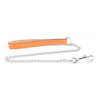 Ancol Chain Leads Leather Handle Red, Tan, Black