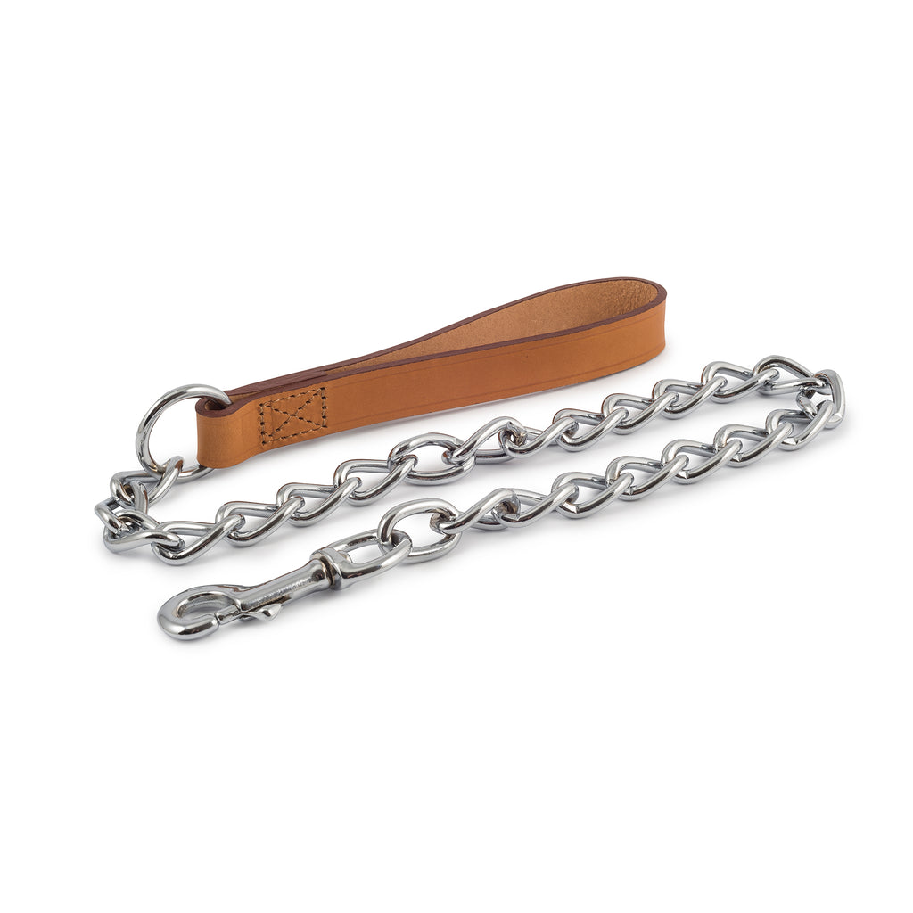 Ancol Chain Leads Leather Handle Red, Tan, Black
