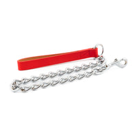 Ancol Chain Leads Leather Handle Red, Tan, Black