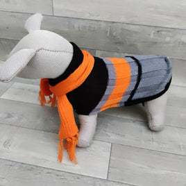 Trixie Montreal Black/Grey/Orange Wool Dog Jumper Pullover XS: 25cm, Chihuahua