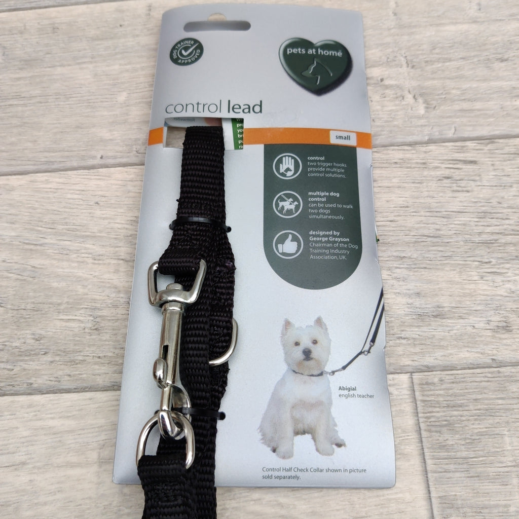 Small Black Double Ended Adjustable Control Lead 1.5 X 203cm - Two Dogs