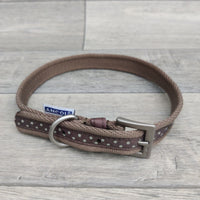 Ancol Canvas Stripe Choc Polka Dog Collar 37-46cm (Size 4)