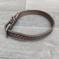 Ancol Canvas Stripe Choc Polka Dog Collar 37-46cm (Size 4)