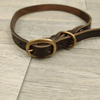 Chestnut Braided Bridle Leather Adjustable Dog Collar 18mm X 49-63cm Neck