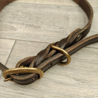 Chestnut Braided Bridle Leather Adjustable Dog Collar 18mm X 44-61cm Neck