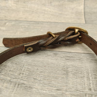Chestnut Braided Bridle Leather Adjustable Dog Collar 18mm X 49-63cm Neck