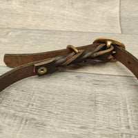 Chestnut Braided Bridle Leather Adjustable Dog Collar 18mm X 44-61cm Neck
