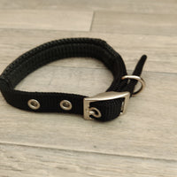 Black Padded Nylon Dog Collar 22mm X 26-36cm Neck