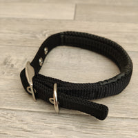 Black Padded Nylon Dog Collar 22mm X 26-36cm Neck