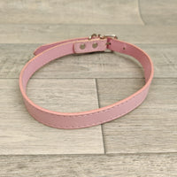 Pink Leather Adjustable Dog Collar 16mm X 40-51cm Neck