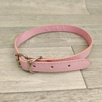 Pink Leather Adjustable Dog Collar 16mm X 40-51cm Neck