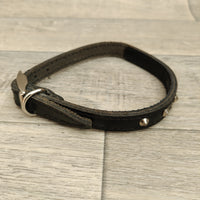 Black Leather Adjustable Studded Dog Collar 14mm X 29-34cm Neck