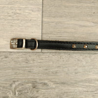 Black Leather Adjustable Studded Dog Collar 14mm X 29-34cm Neck