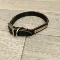 Black Leather Adjustable Dog Collar 7mm X 21-29cm Neck