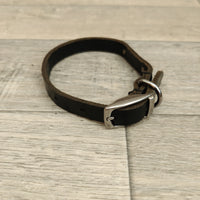 Black Leather Adjustable Dog Collar 7mm X 21-29cm Neck