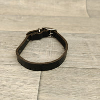 Black Leather Adjustable Dog Collar 7mm X 21-29cm Neck