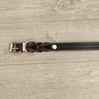 Black Braided Bridle Leather Adjustable Dog Collar 18mm X 44-61cm Neck