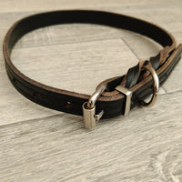 Black Braided Bridle Leather Adjustable Dog Collar 18mm X 44-61cm Neck