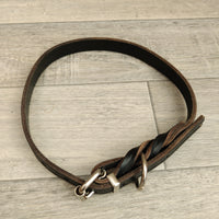 Black Braided Bridle Leather Adjustable Dog Collar 18mm X 44-61cm Neck