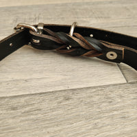 Black Braided Bridle Leather Adjustable Dog Collar 18mm X 44-61cm Neck