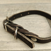 Black Braided Bridle Leather Adjustable Dog Collar 12mm X 25-37cm Neck