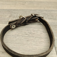 Black Braided Bridle Leather Adjustable Dog Collar 12mm X 25-37cm Neck