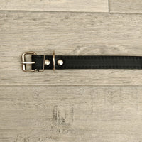 Black Leather Adjustable Dog Collar 16mm X 40-51cm Neck