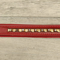 Genuine Red Leather Diamante Hearts Adjustable Dog Collar 22mm X 43-51cm Neck