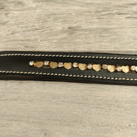 Genuine Black Leather Diamante Hearts Adjustable Dog Collar 25mm X 53-60cm Neck