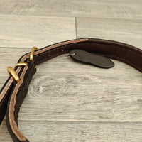 Genuine Chestnut Leather Diamante Hearts Adjustable Dog Collar 22mm X 43-51cm Neck